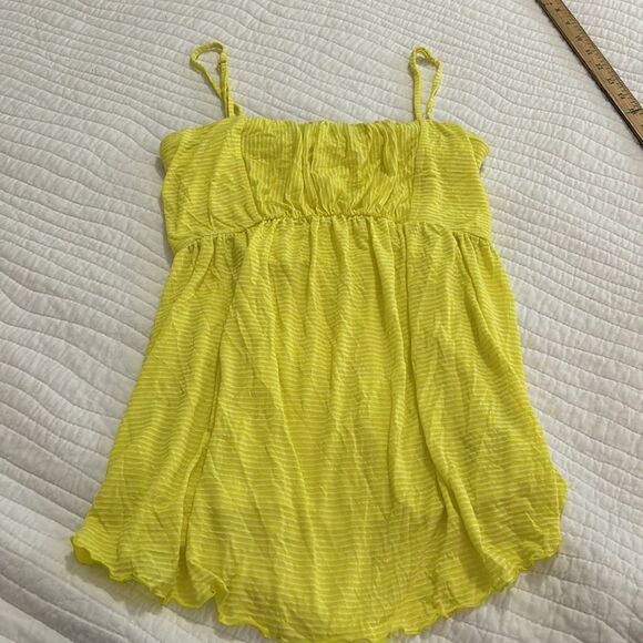 Free people, yellow and white striped summer top with thin straps, size medium - Picture 5 of 10